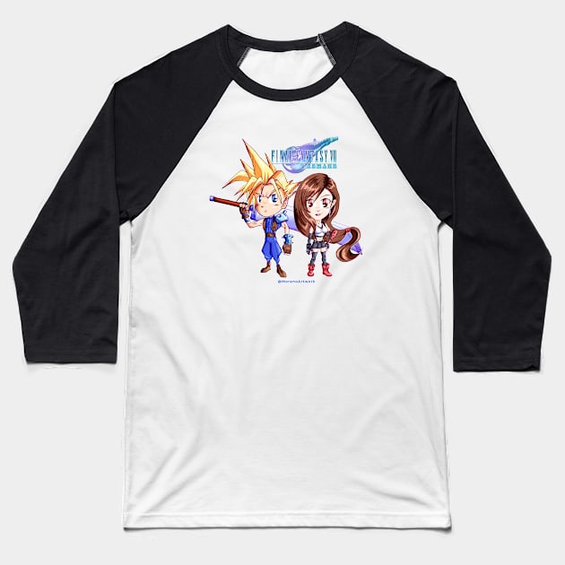 Cloud Loves Tifa ファイナルファンタジーＶＩＩ Baseball T-Shirt by MorenoArtwork